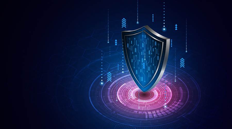 Digital shield icon representing IT security protection